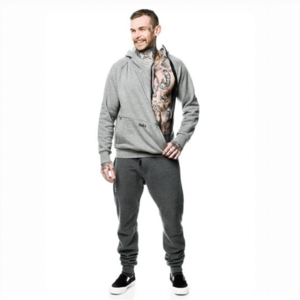 Tuxy One Piece Suit Track Unisex Gray Hoodie Jogger 31” Sz Small